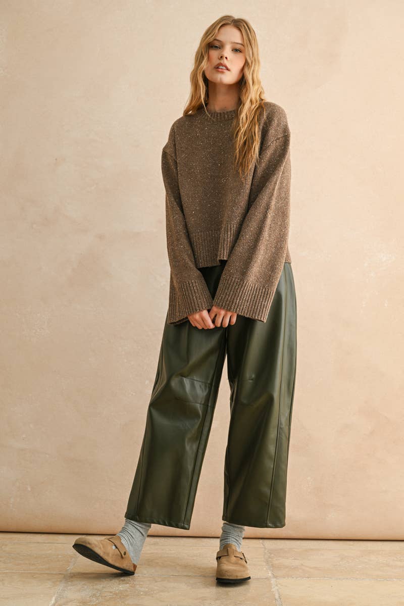 MIOU MUSE - OATMEAL SPRINKLE SWEATER TOP