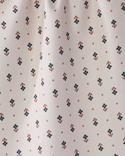 Geometry - Folk Pixel White Tea Towel