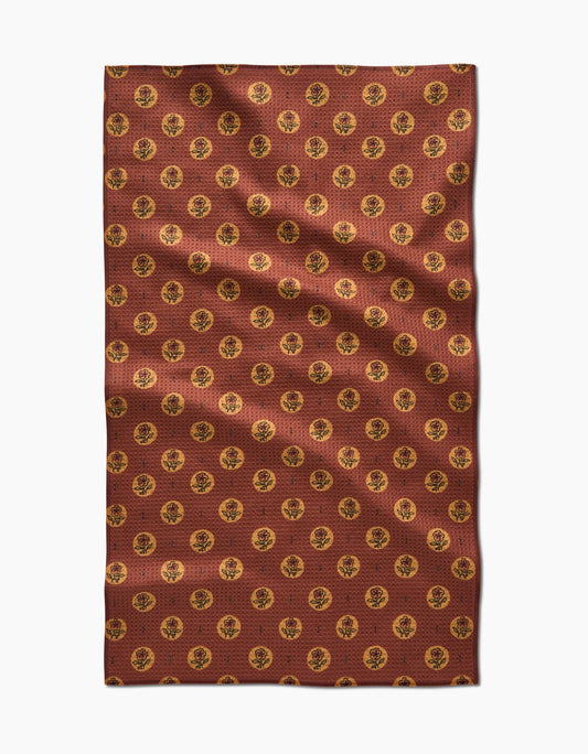 Geometry - Artisanal Floral Orange Tea Towel