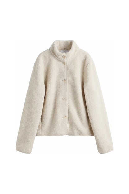 perfectwhitetee - tara sherpa button front jacket - sugar