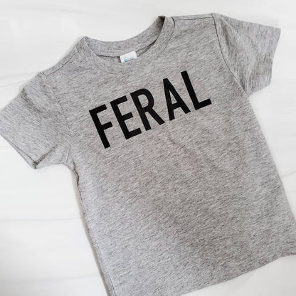 Salt and Sparkle - FERAL Funny Toddler Tee WHITE
