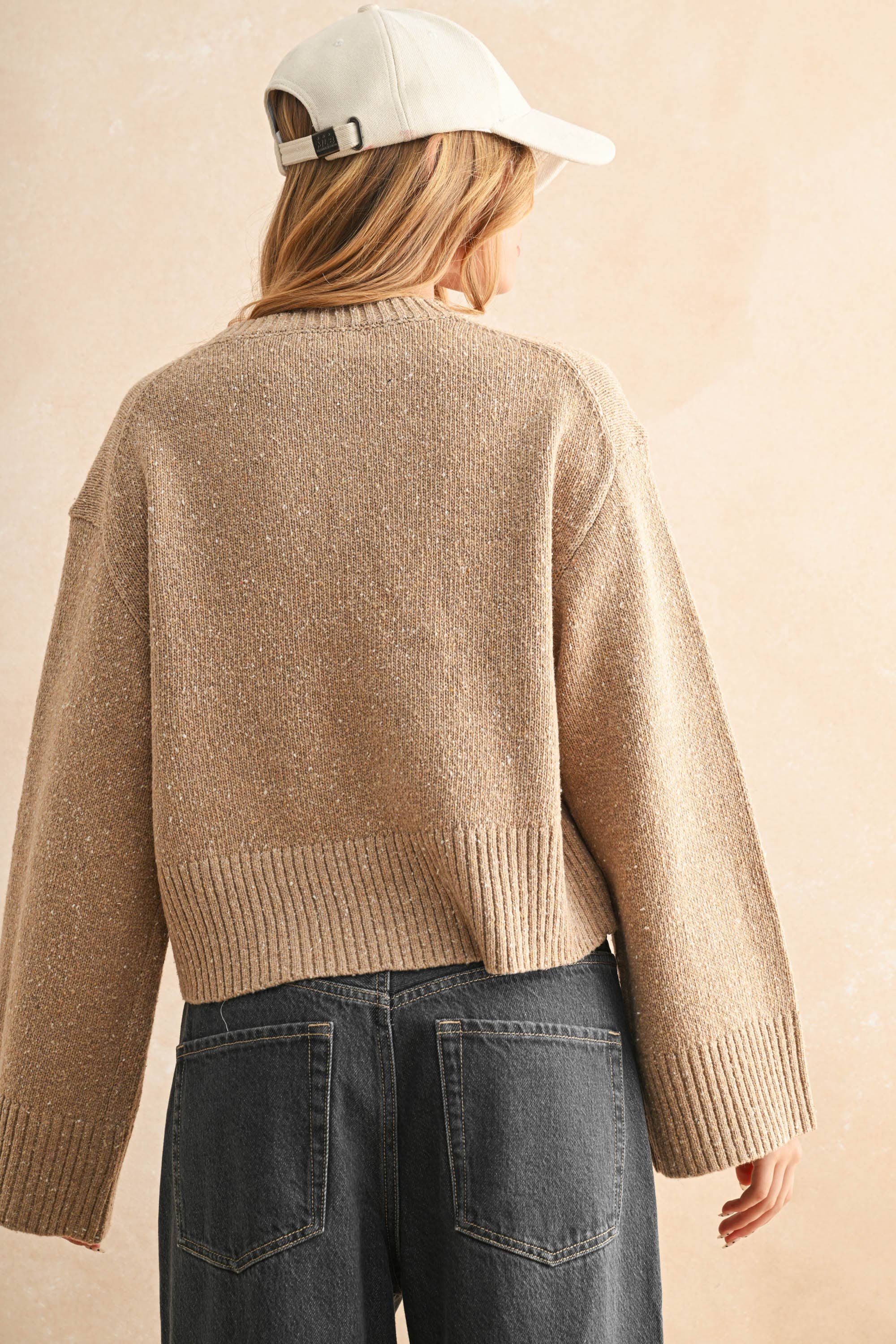 MIOU MUSE - OATMEAL SPRINKLE SWEATER TOP