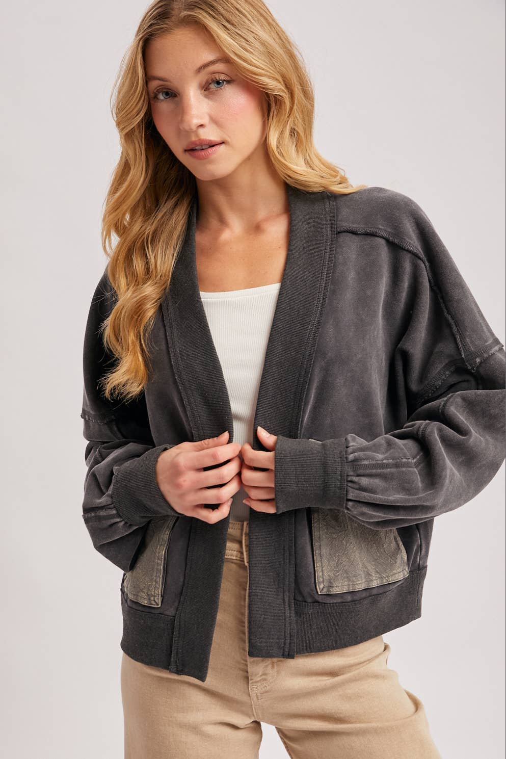 Luna Garment Washed Cardigan