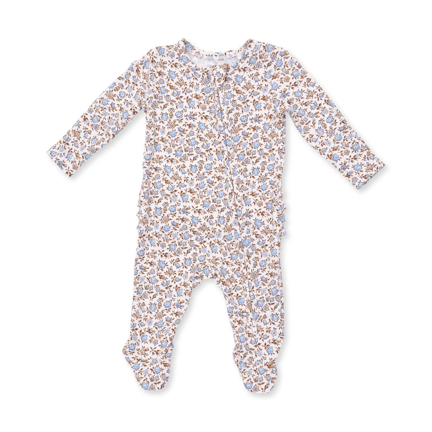 Angel Dear - Hazel Floral - 2 Way Ruffle Back Zipper Footie