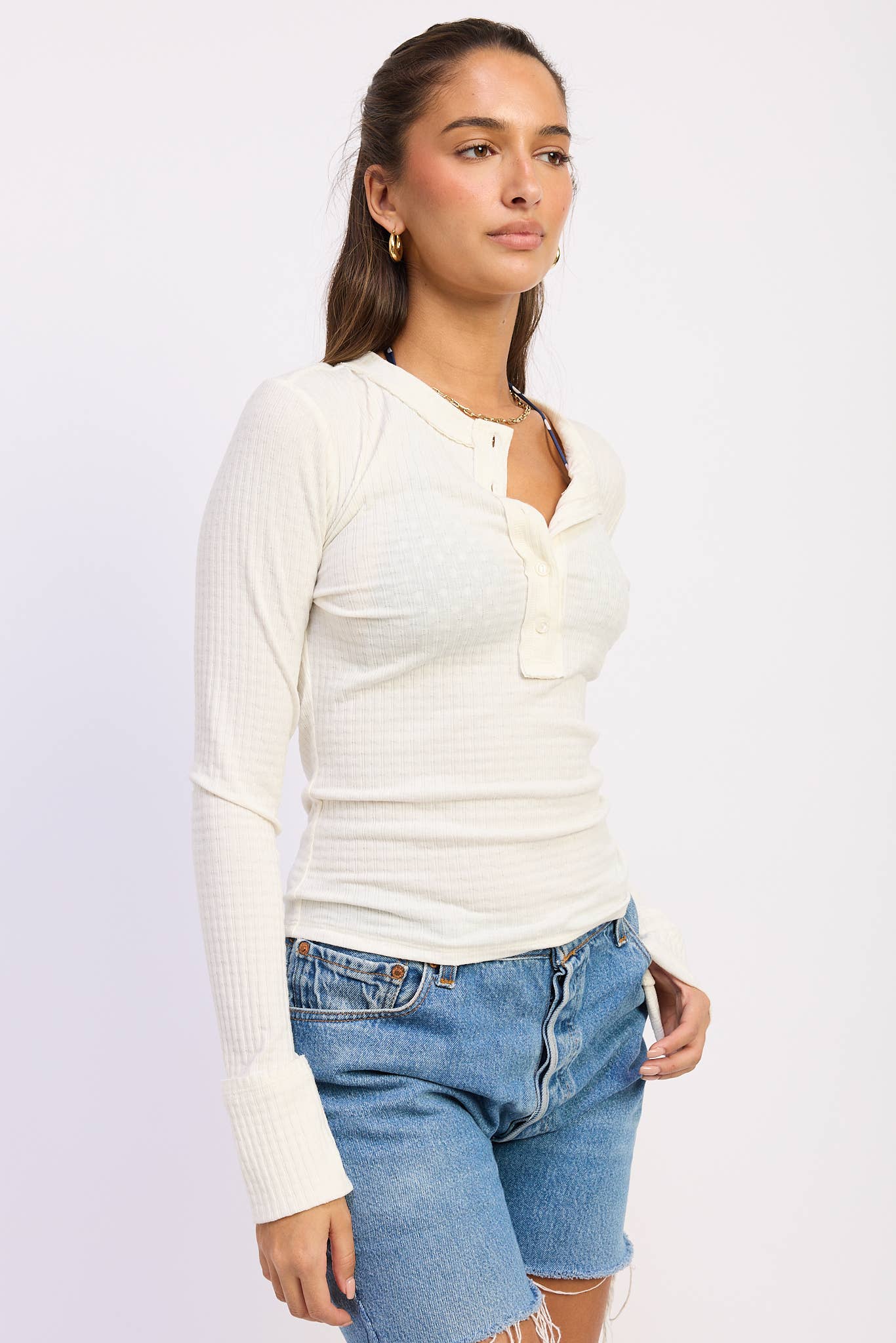 Leni Raw Edge Henley Top