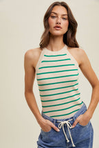 Wishlist Apparel - STRIPED HIGH NECK SWEATER TANK