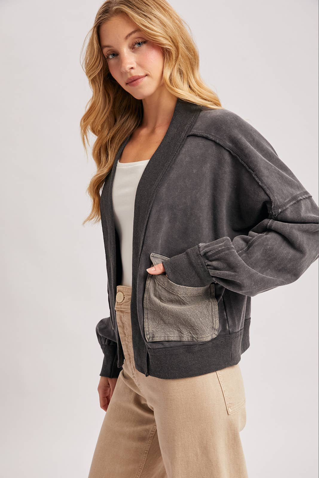 Luna Garment Washed Cardigan