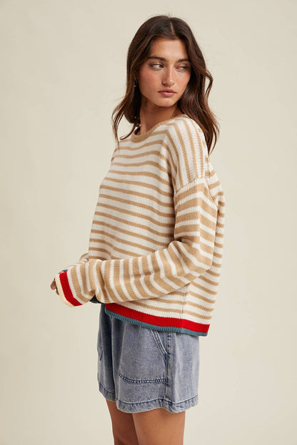 Wishlist Apparel - STRIPED DROP SHOULDER SWEATER