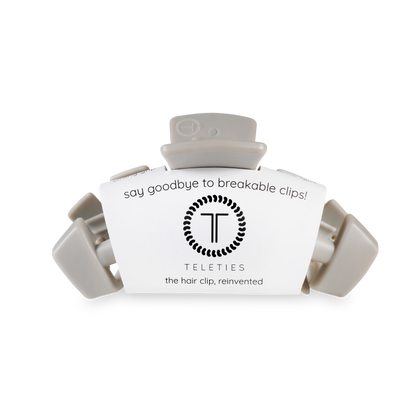 TELETIES - Classic Hair Clip | Medium | Silver Flames