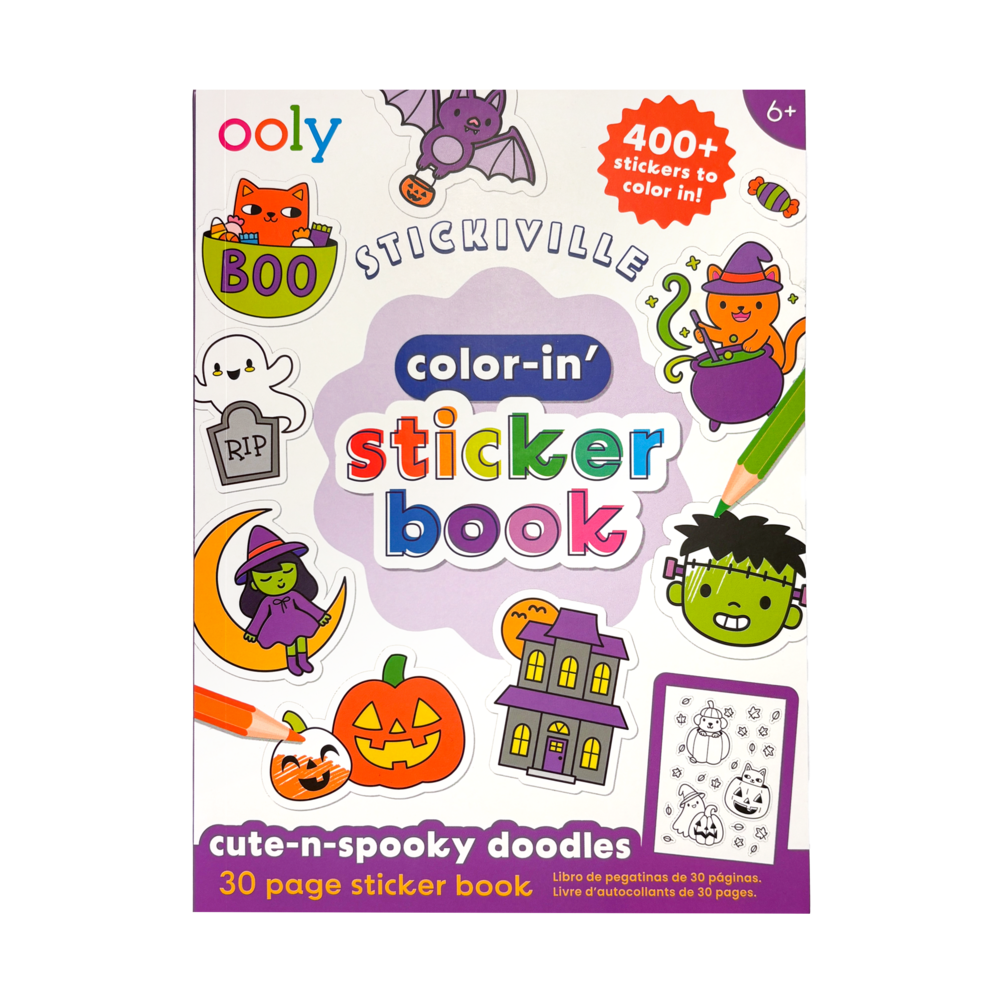 OOLY - Stickiville Color-in' Sticker Book - Cute n Spooky Doodles - 30 Sheets