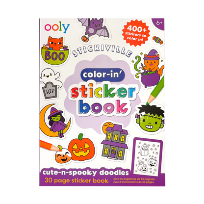 OOLY - Stickiville Color-in' Sticker Book - Cute n Spooky Doodles - 30 Sheets