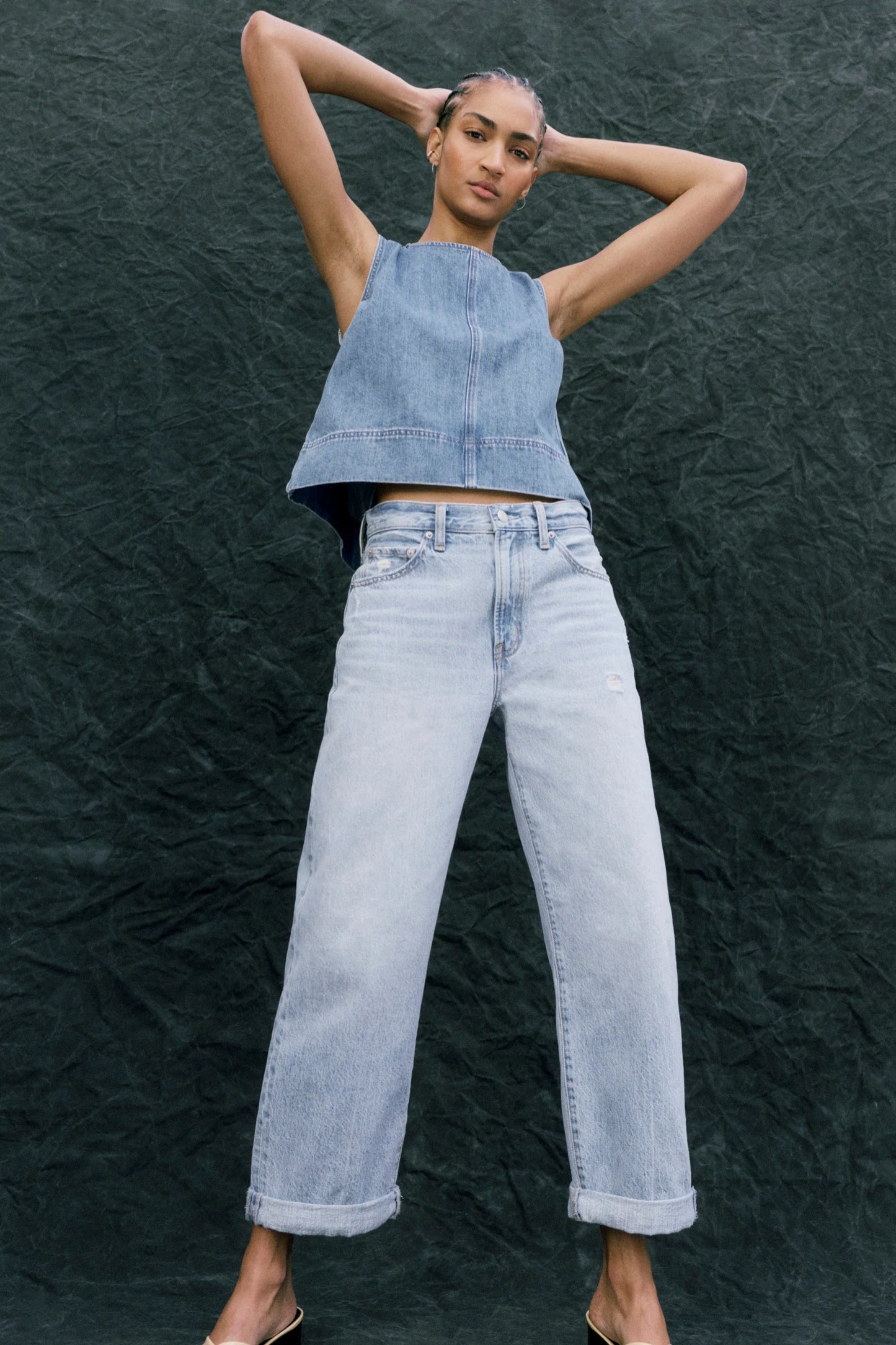 Pistola Donny Rolled Hem Boyfriend Jeans - Old Blues