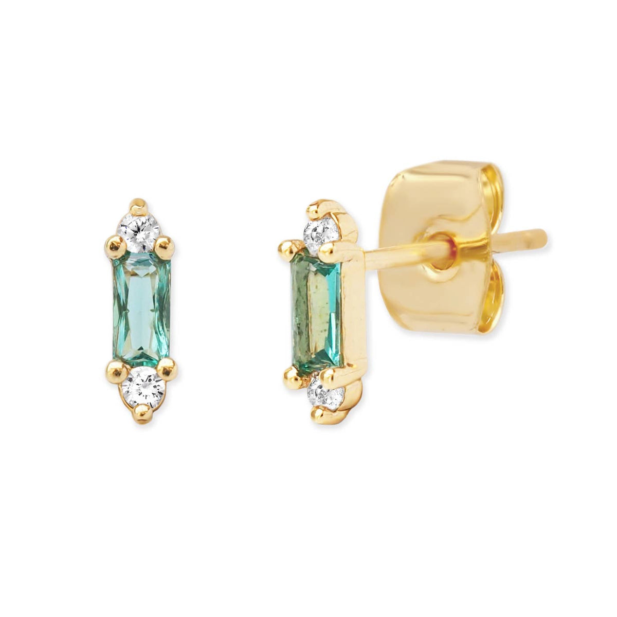 Tai Jewelry - Tiny Stick Baguette With CZ Stud