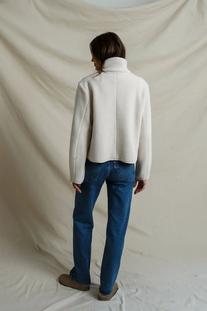 perfectwhitetee - tara sherpa button front jacket - sugar