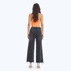 BAYEAS - HIGH RISE WIDE LEG JEANS WITH FRAYED HEM