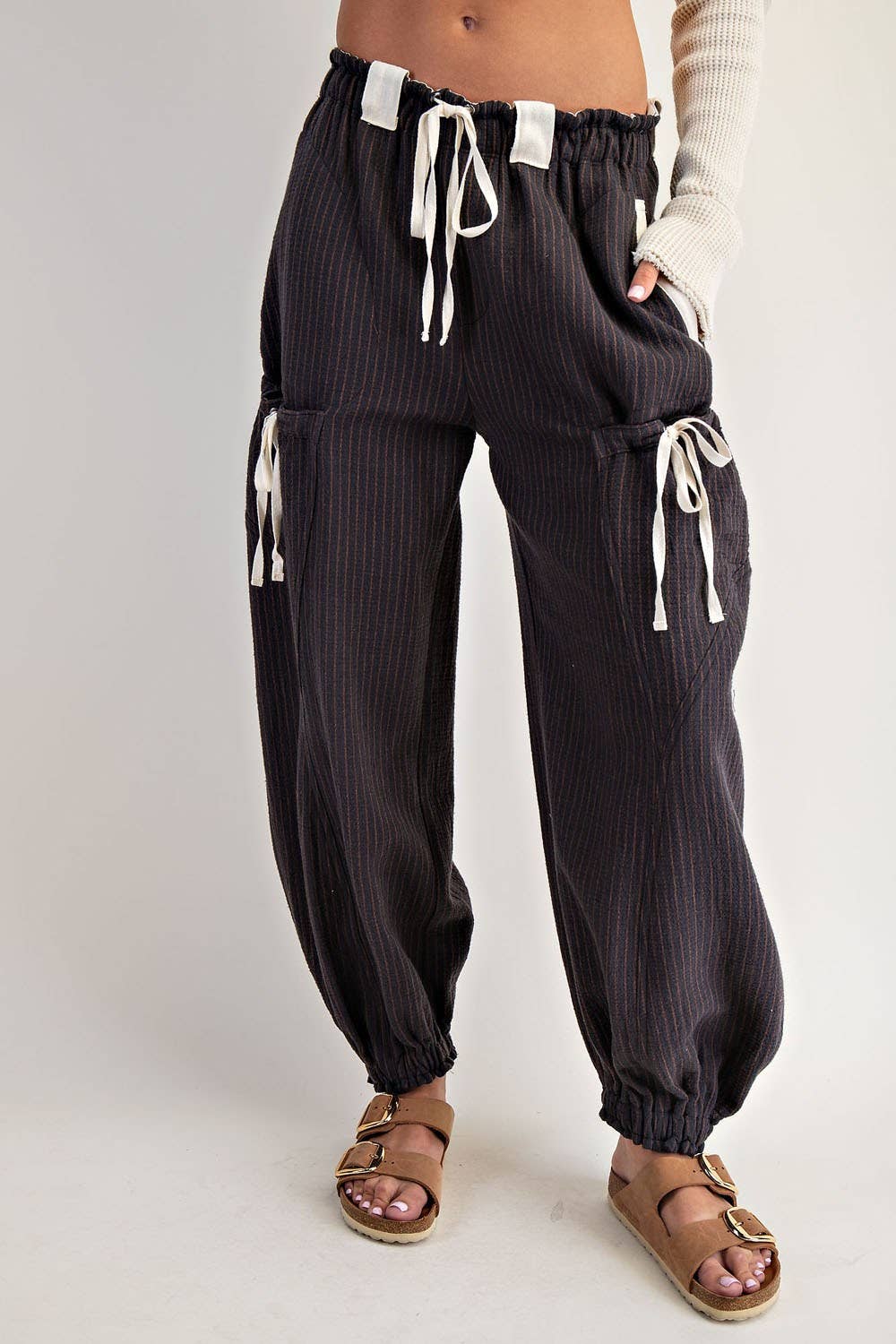 Clara Striped Drawstring Jogger Pants