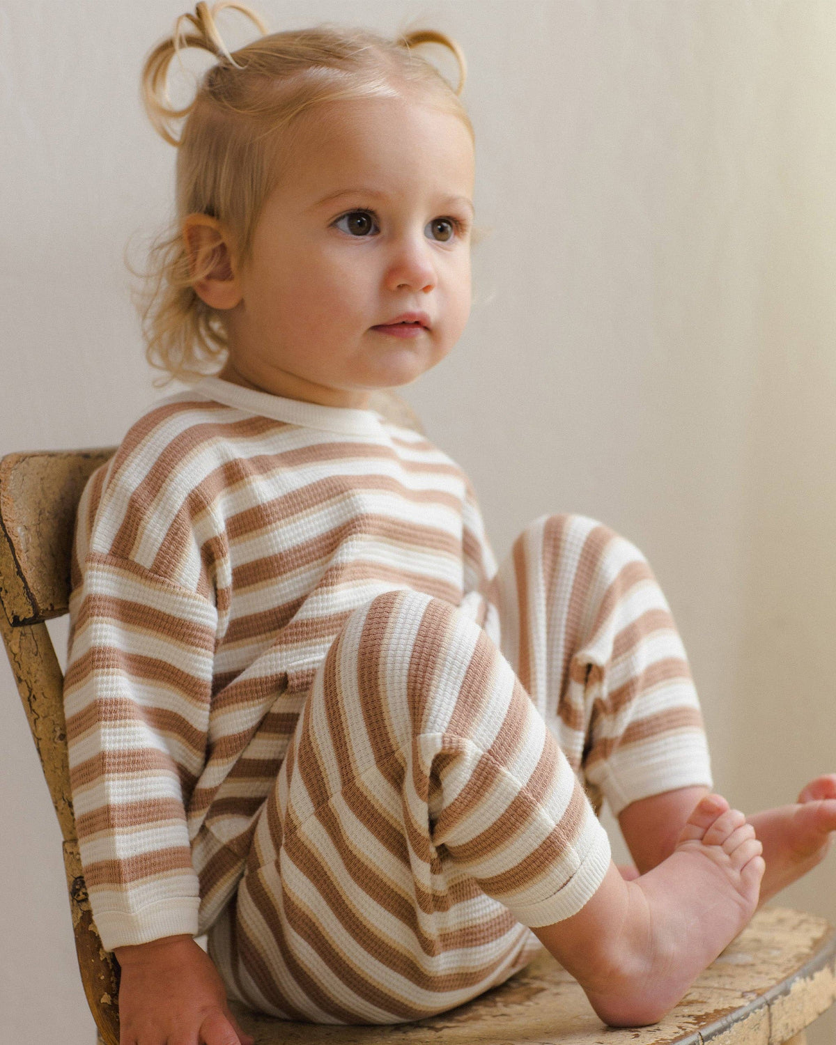 Quincy Mae - Waffle Slouch Set Spice Stripe