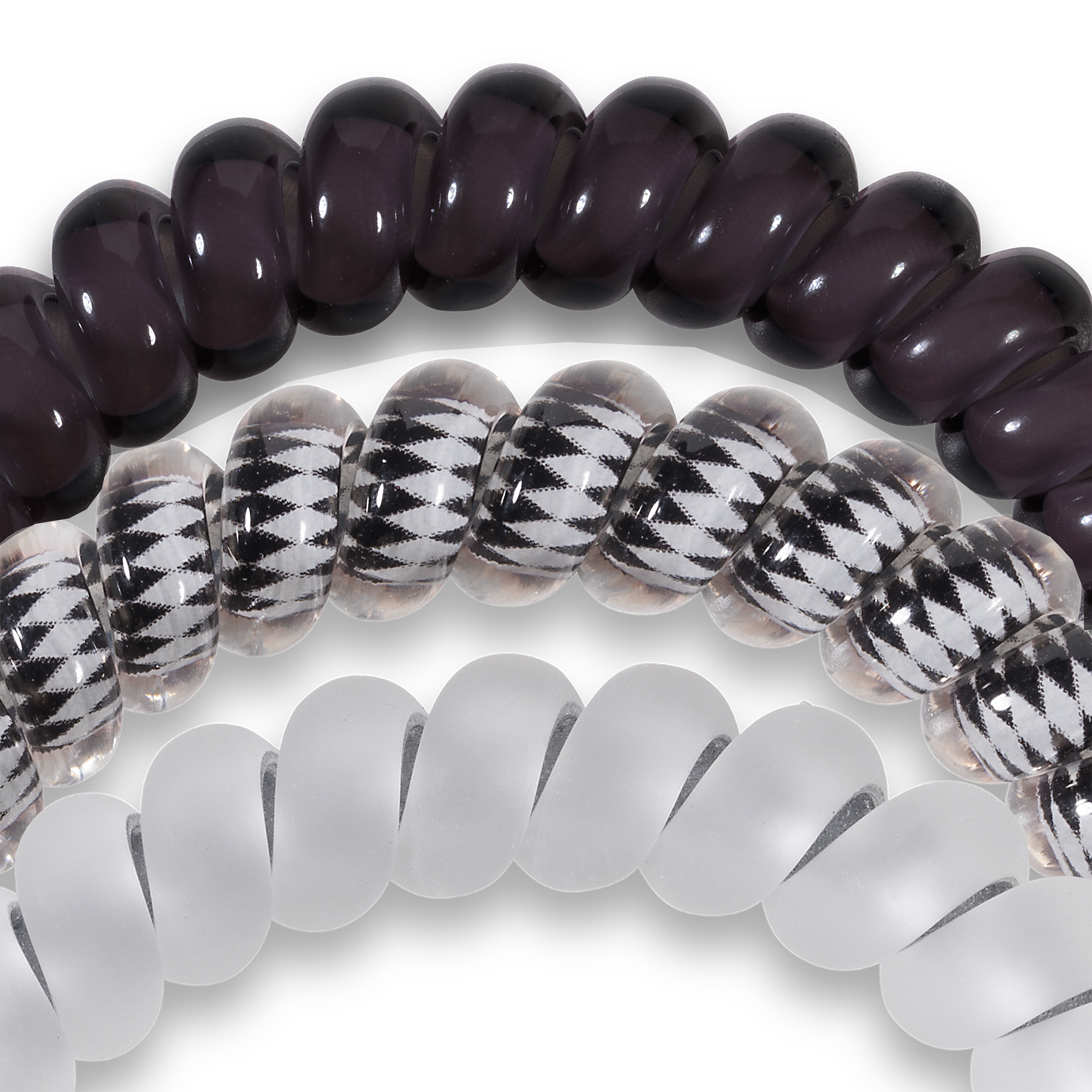 TELETIES - Spiral Hair Coils | Small | Silver Flames Hair Ties