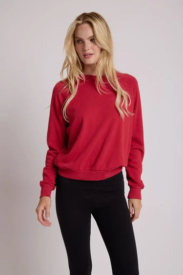 perfectwhitetee alexi french terry raglan crew sweatshirt - true red