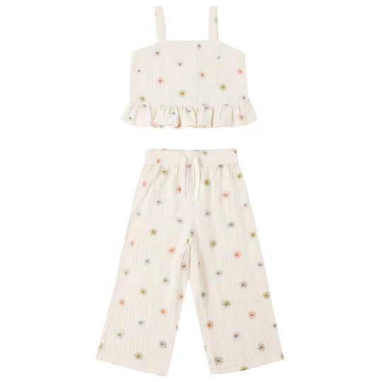 RYLEE + CRU KAYLI SET - EMBROIDERED DAISIES