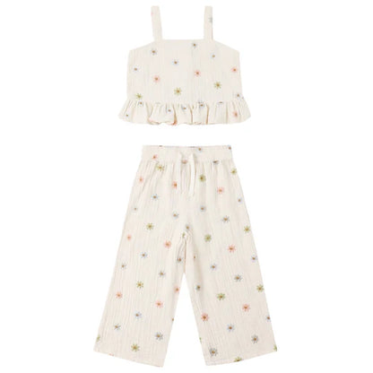 RYLEE + CRU KAYLI SET - EMBROIDERED DAISIES