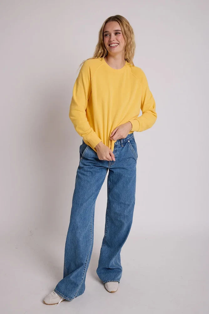 perfectwhitetee alexi french terry raglan crew sweatshirt - gold