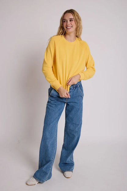 perfectwhitetee alexi french terry raglan crew sweatshirt - gold