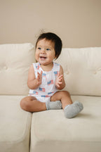 Little Joy Co. - Flag Print Bamboo Baby Romper 4th of July Outfit Sleeveless