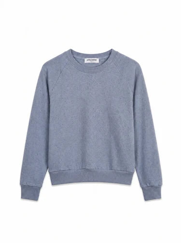 perfectwhitetee alexi french terry raglan crew sweatshirt - turbulence speckled