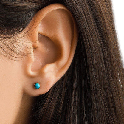 Tai Jewelry - Mini Huggie Earrings with Round Turquoise