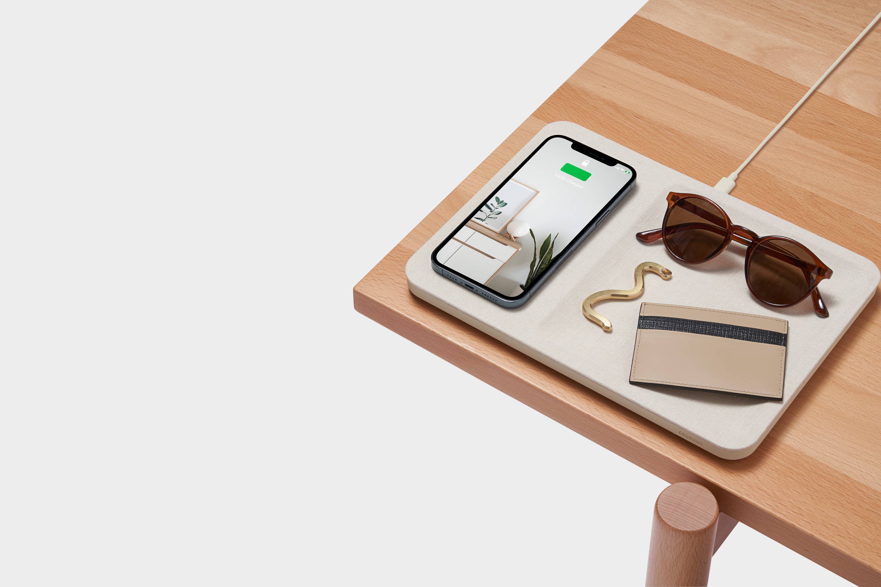Courant - CATCH:3 - Essentials Linen Wireless Charger with Valet Tray