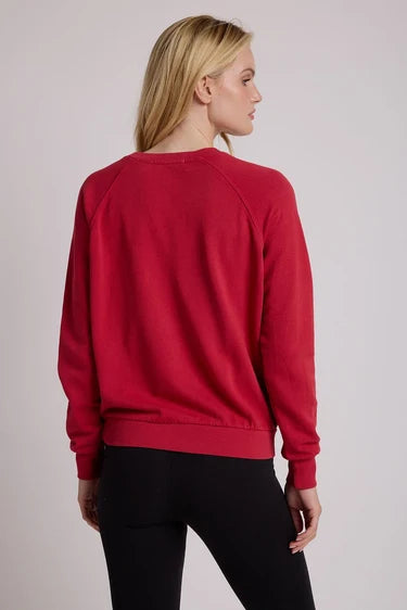 perfectwhitetee alexi french terry raglan crew sweatshirt - true red