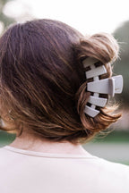 TELETIES - Classic Hair Clip | Large | Silver Flames