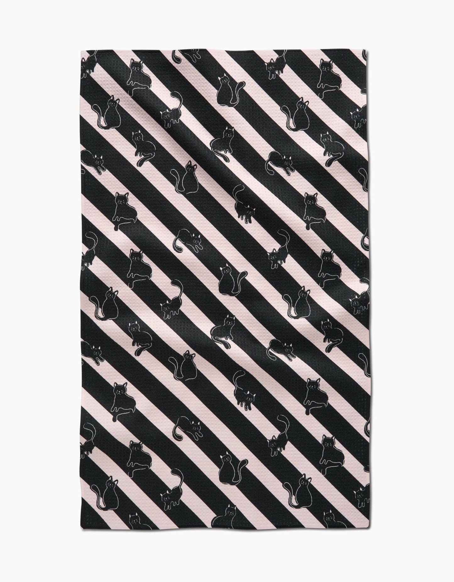 Geometry - Striped Black Cats Tea Towel