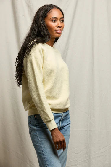 perfectwhitetee -  ziggy inside-out shrunken crewneck sweatshirt - custard