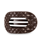TELETIES - Flat Round Hair Clip | Large | Truly Taupe Quilted