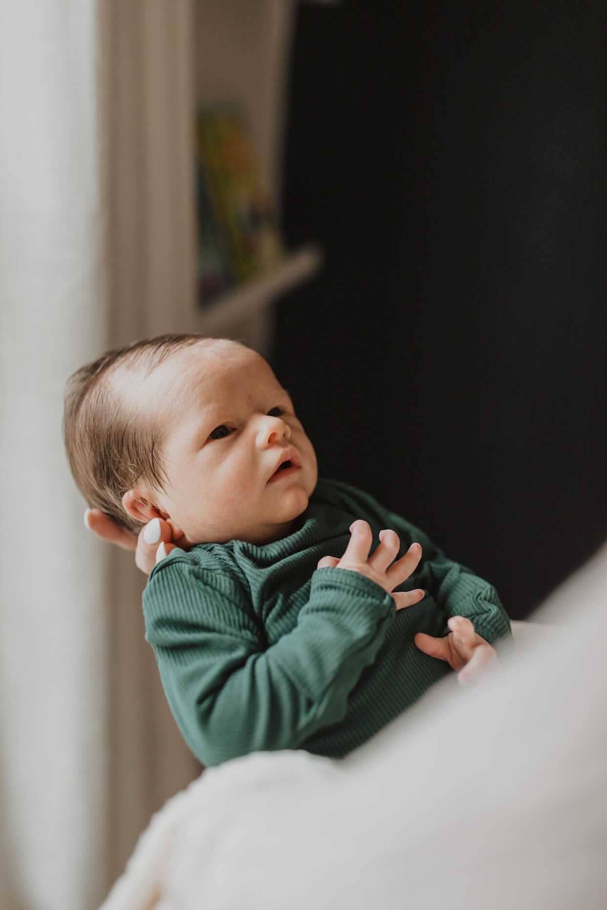 Three Little Tots - Forest Green Ribbed Knotted Newborn Baby Gown Sleepwear