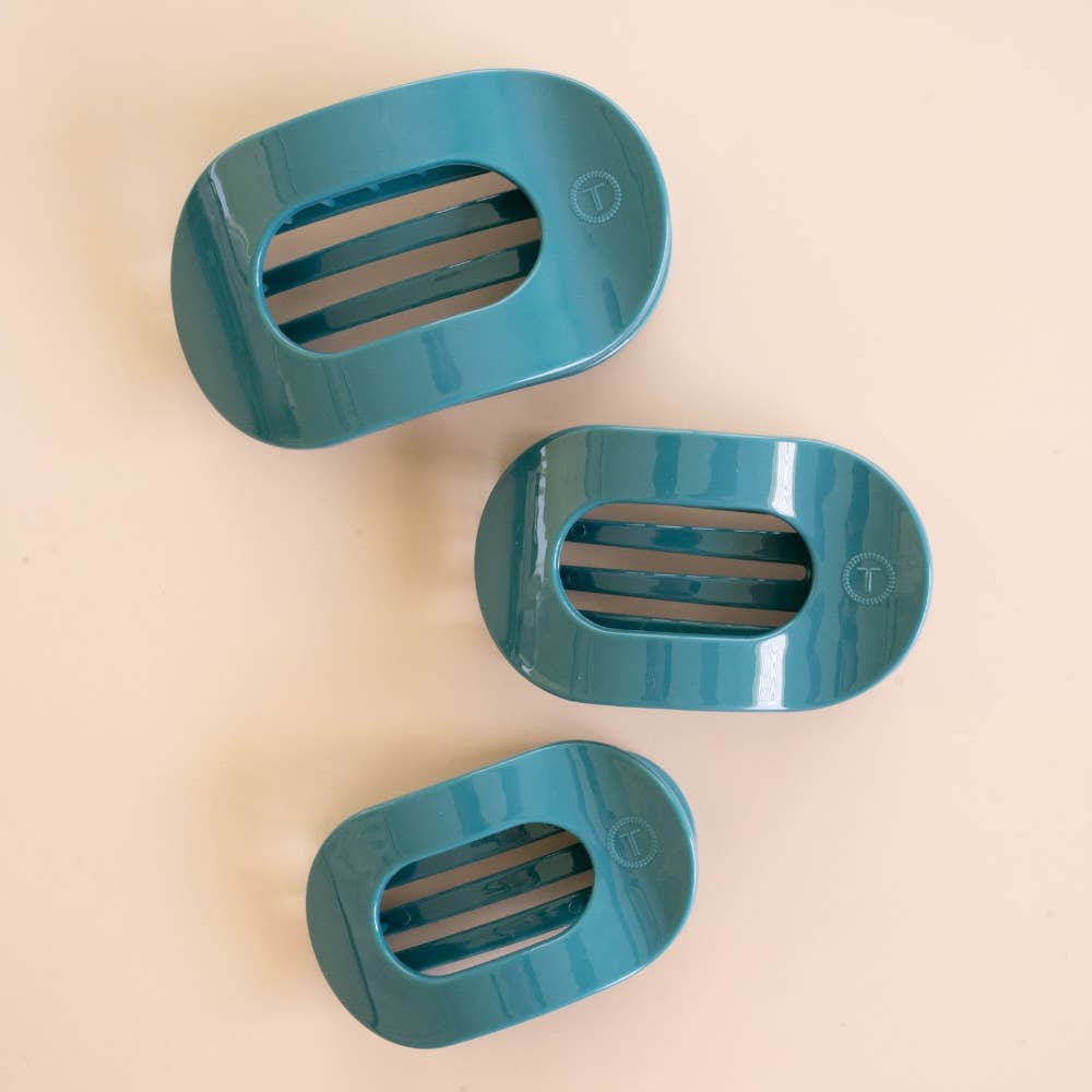 TELETIES - Teal With It Large Flat Round Hair Clip