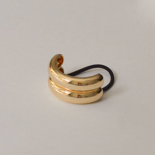 nar'sha - Wide Double Arch Metal Ponytail Hair Tie | Gold