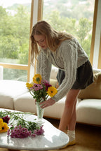 MIOU MUSE - SCALLOP EDGE CABLE KNIT CARDIGAN