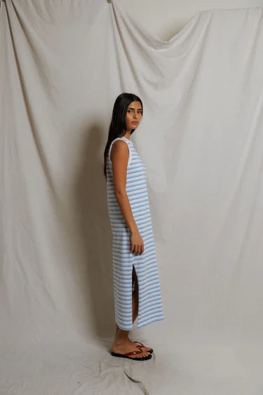 perfectwhitetee - lanell stripe dress - pacific blue