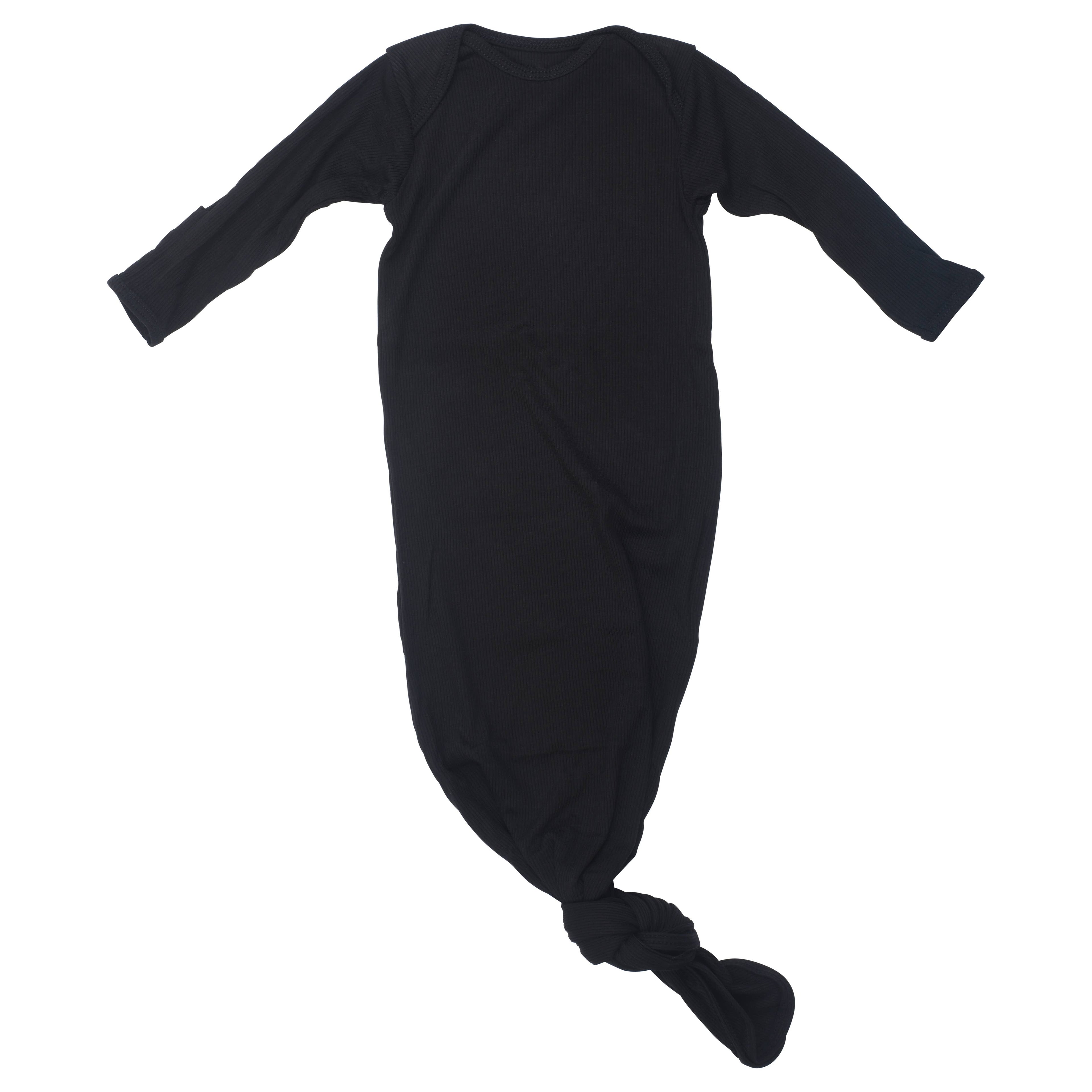 Three Little Tots - Black Ribbed Knotted Gown