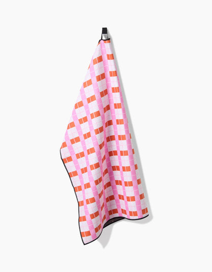 Geometry - Red Pink Plaid Paw Towel