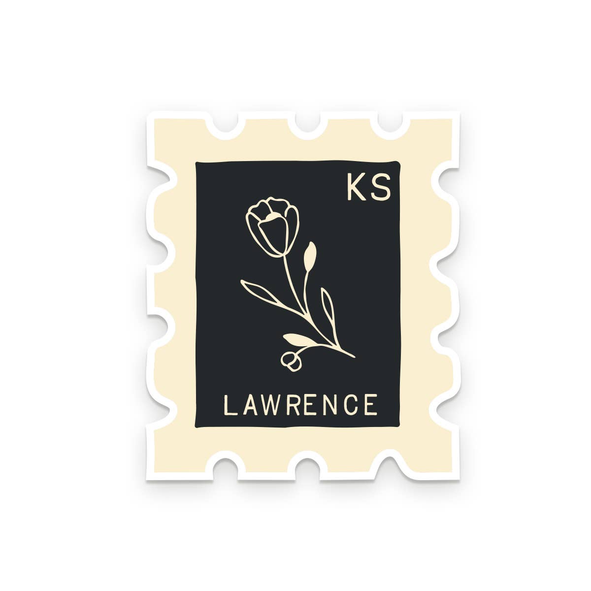 Ruff House Print Shop - Custom City Stamp Sticker - Atlantic, IA