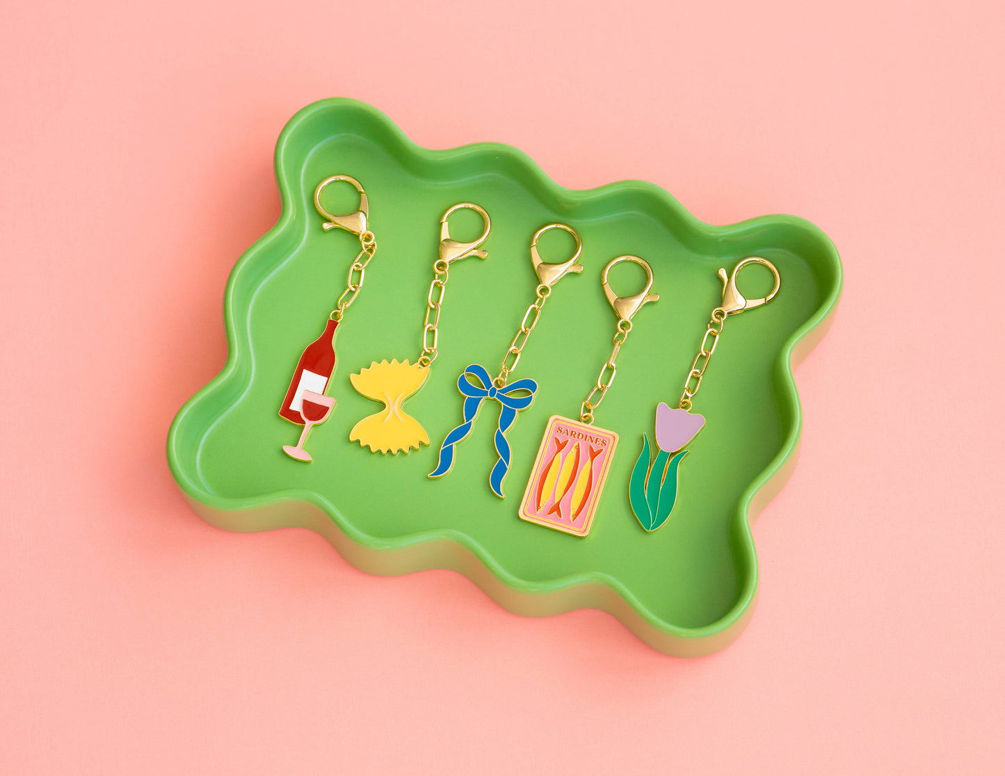 Lucky Feather - Enamel Bag Charm - Bow
