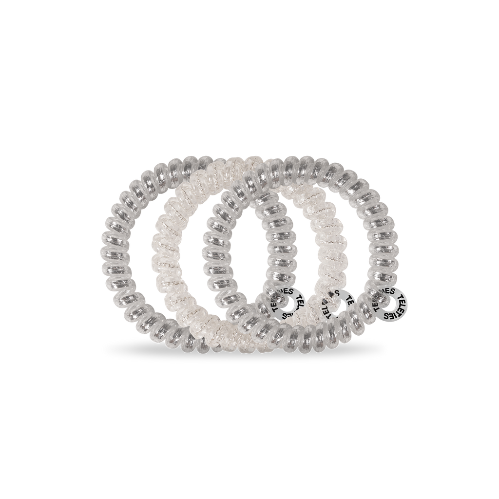 TELETIES - Spiral Hair Coils | Small | Silver Slay Hair Ties