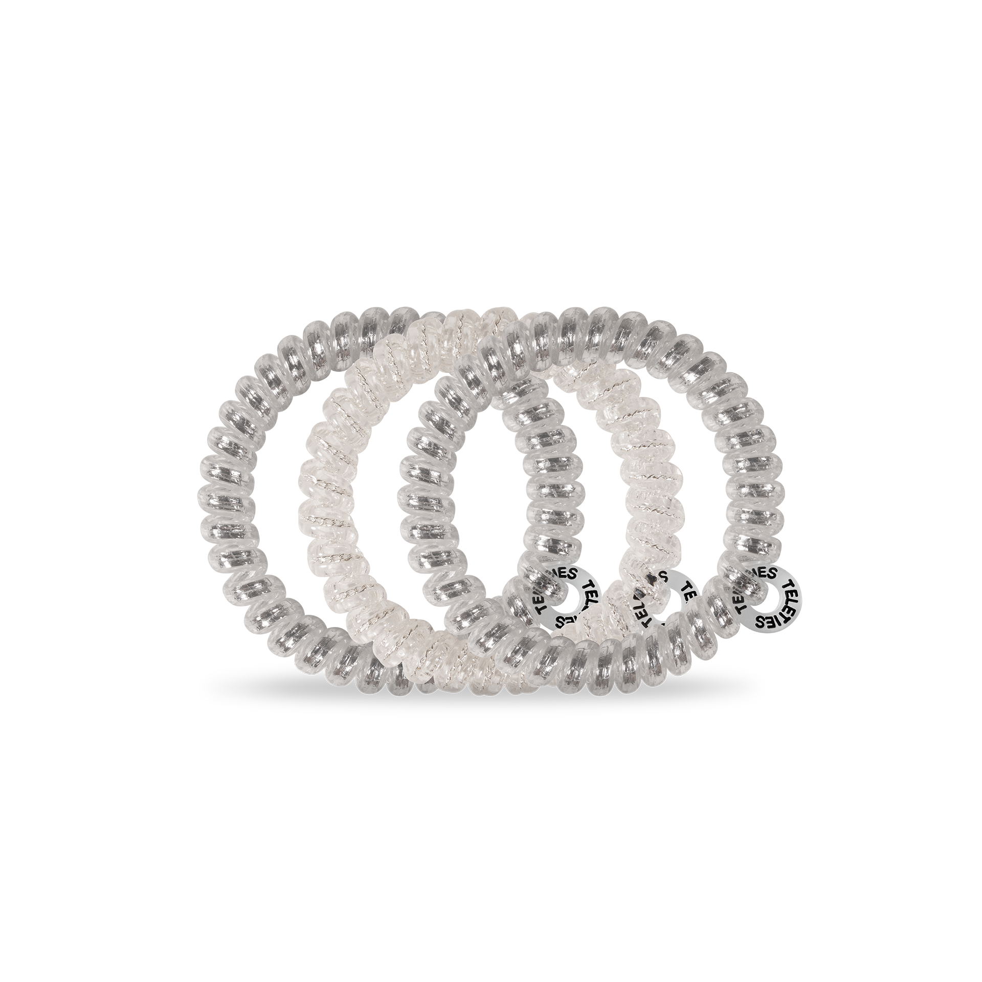 TELETIES - Spiral Hair Coils | Small | Silver Slay Hair Ties