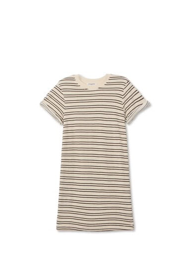 perfectwhitetee - nella loop terry stripe dress - natural / chocolate