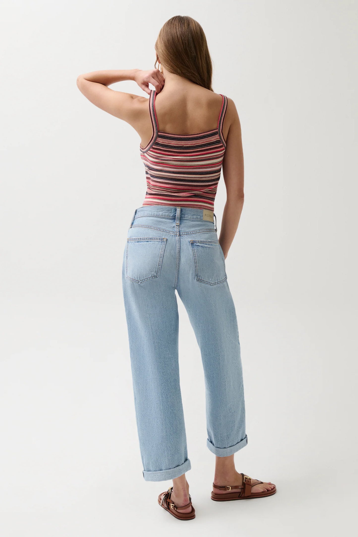 Pistola Donny Rolled Hem Boyfriend Jeans - Old Blues