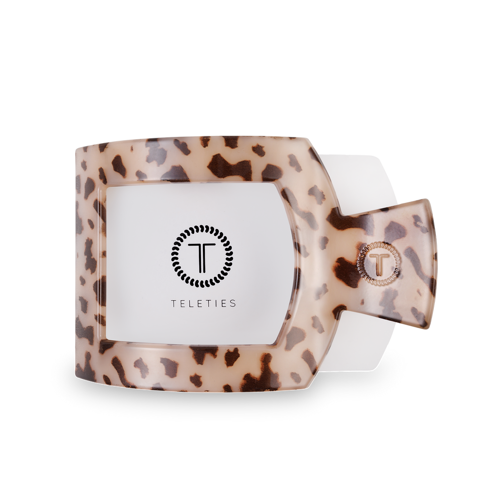TELETIES - Square Flat Clip | Large | Blonde Tortoise